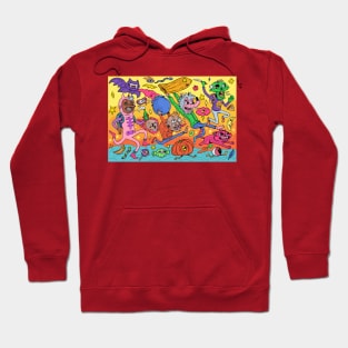 Spooky colorful Halloween creatures Hoodie